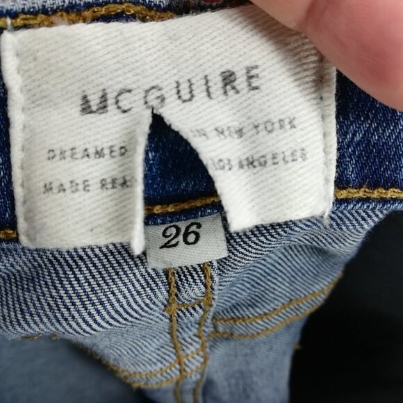 McGuire Wide Leg Cropped Released Raw Hem Jeans Size 26 Bessette Culotte 15F - Picture 11 of 12